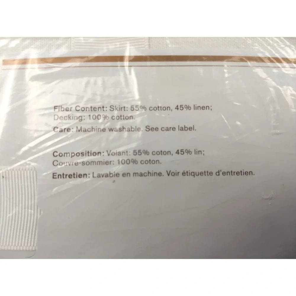 Pottery Barn Essentials Bed Skirt Cal King White Cotton Linen Blend 14
